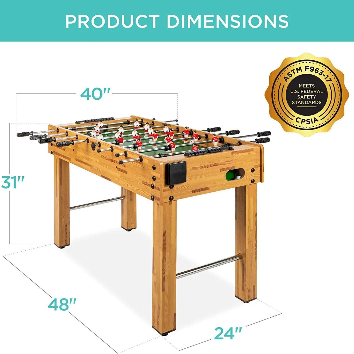 48 " Foosball Table Outdoor And Indoor For Sale - Best Table Soccer For Home, Game Room - Image 7