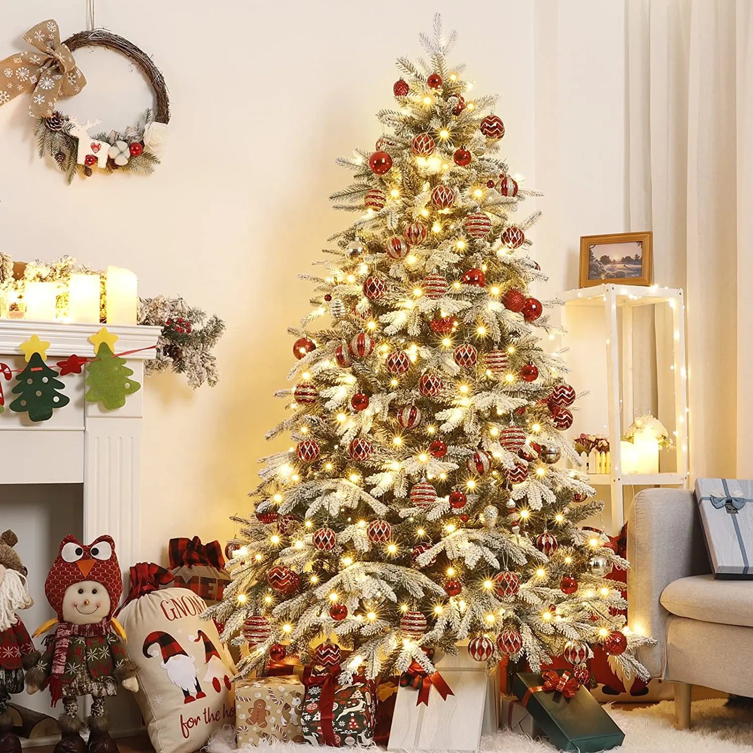 6ft Pre-lit Artificial Flocked Christmas Tree - Best White Pencil Christmas Tree - Image 2