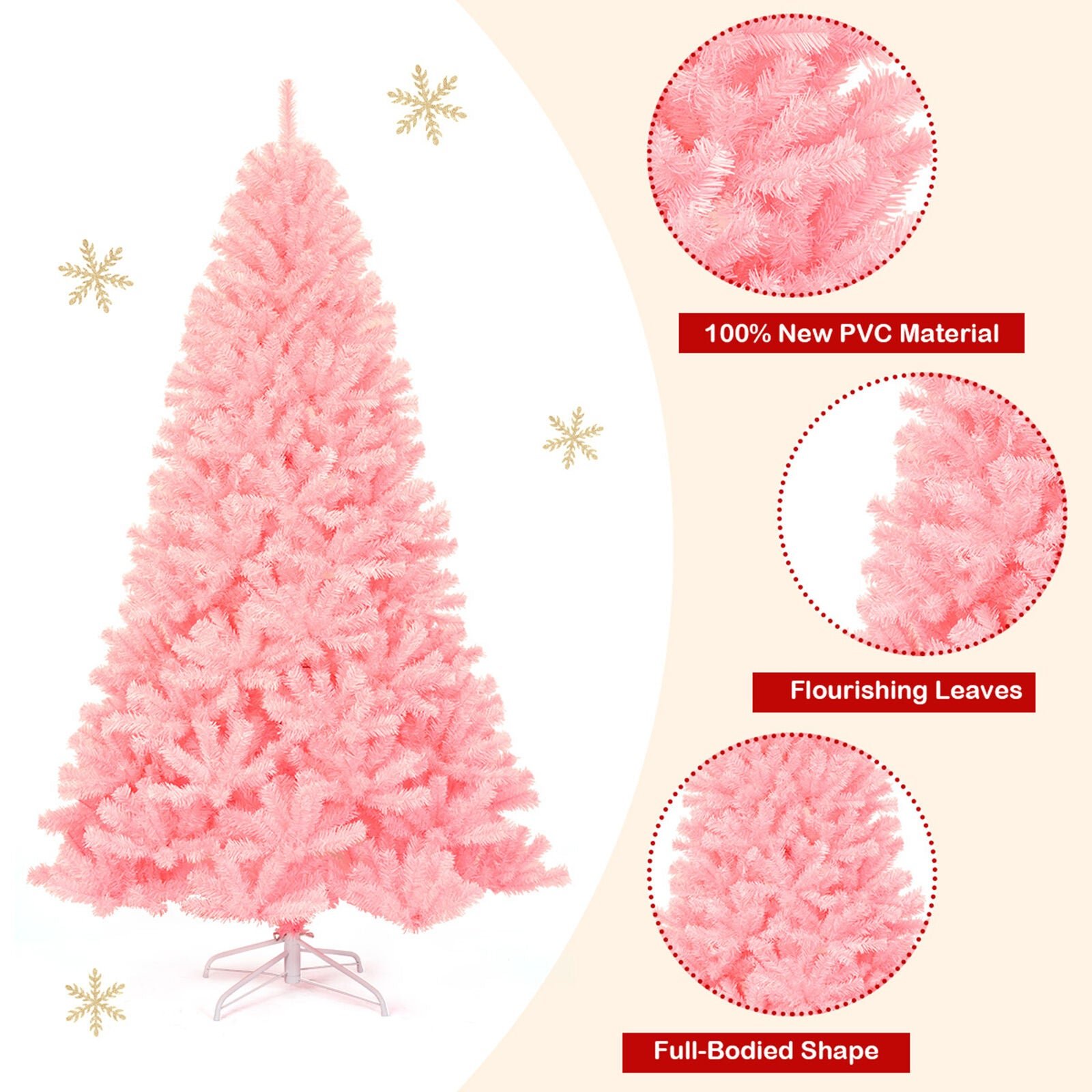 7.5ft Pink Artificial Christmas Tree Hinged Spruce Full Tree - Best White Pencil Christmas Tree - Image 10