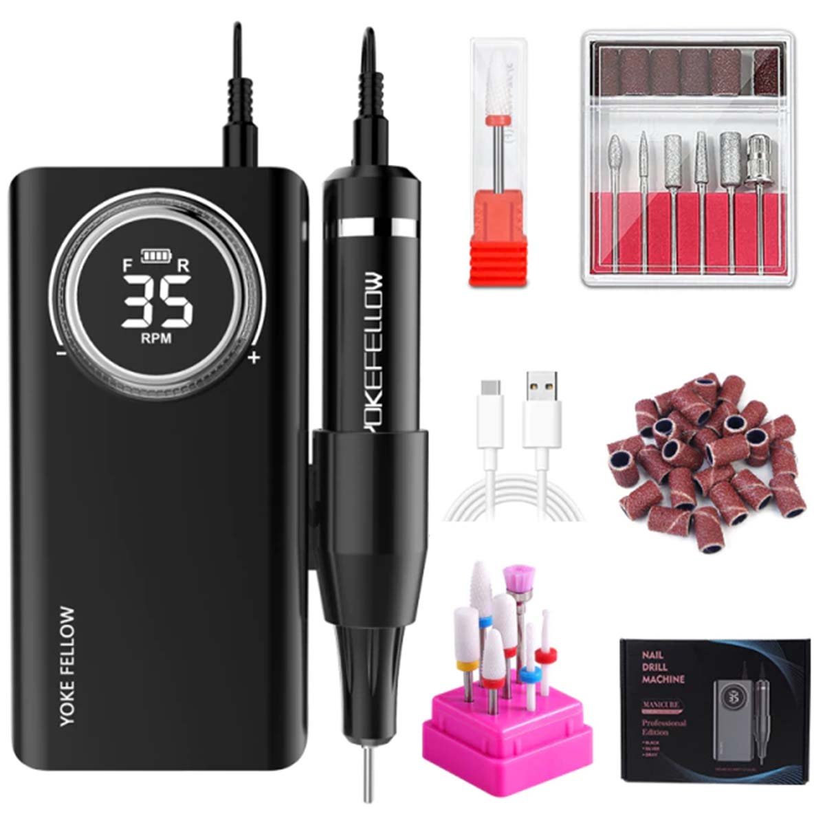 Electric Portable Nail Drill Machine - Professional 35000 Rpm Rechargeable Nail Drill Manicure Pedicure. - Image 2