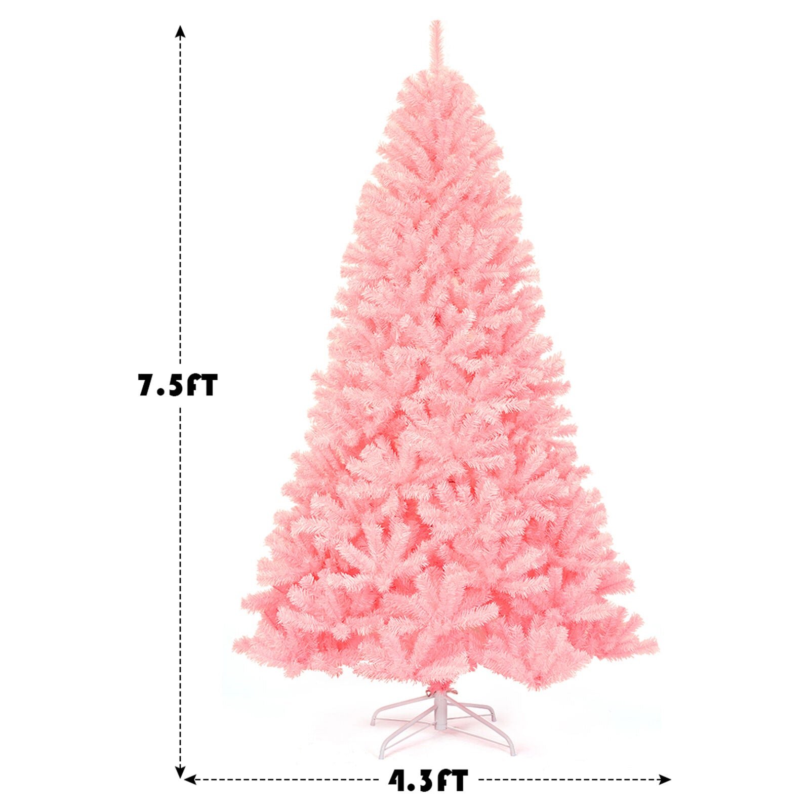 7.5ft Pink Artificial Christmas Tree Hinged Spruce Full Tree - Best White Pencil Christmas Tree - Image 2