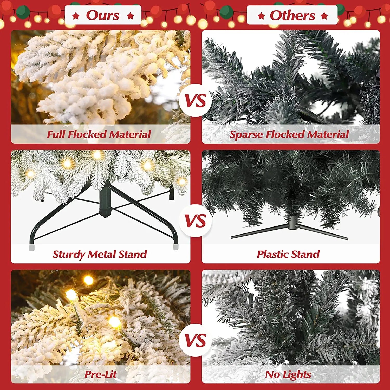 6ft Pre-lit Artificial Flocked Christmas Tree - Best White Pencil Christmas Tree - Image 7