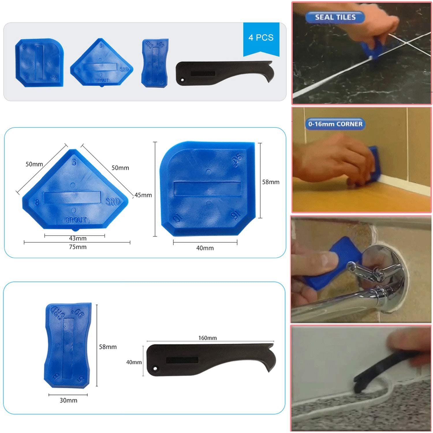 Caulk Removal Tool - 5 In 1 Caulking Tools Kit With 5 Silicone Caulk Finishing Remover - Image 3