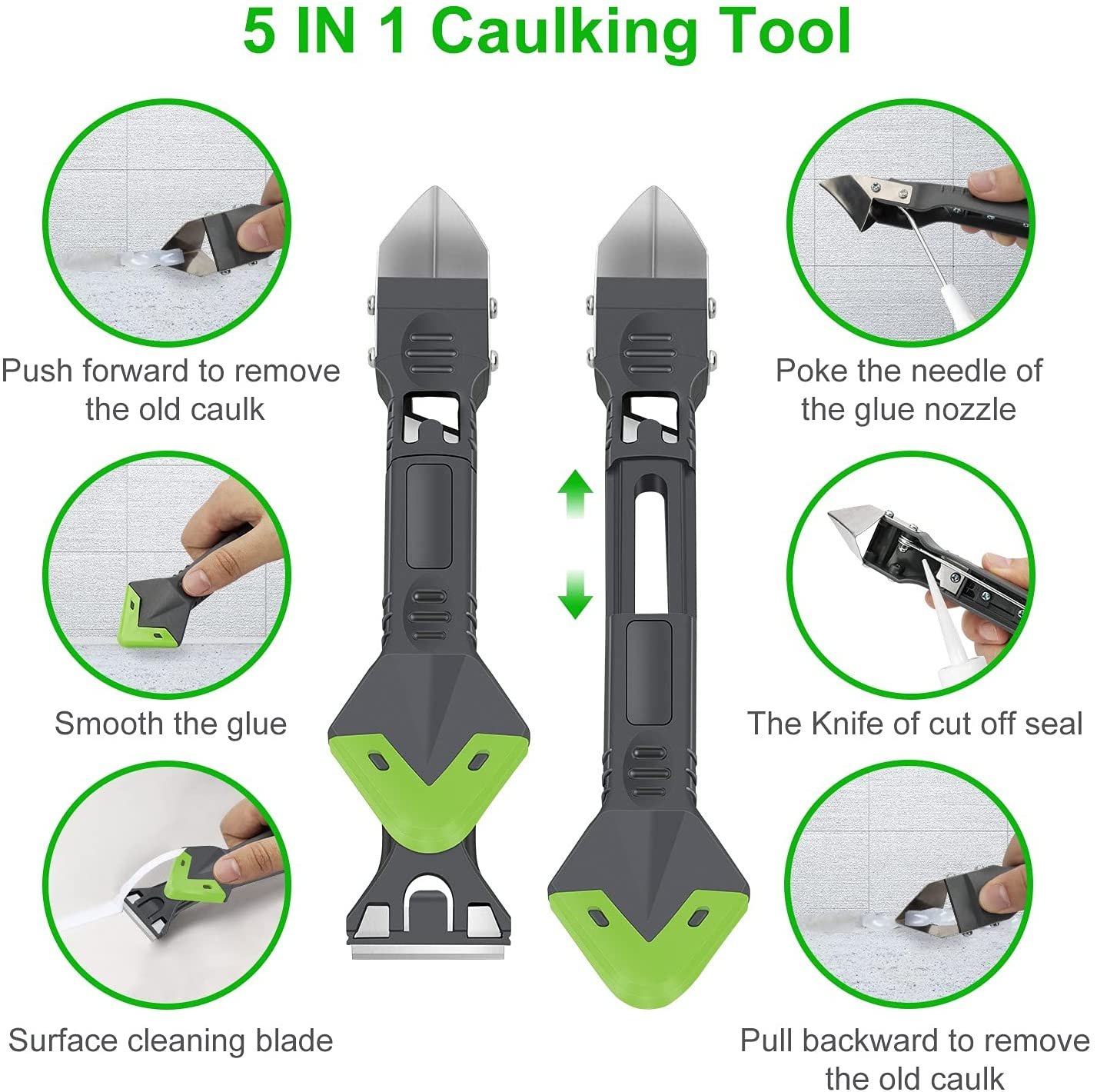 Caulk Removal Tool - 5 In 1 Caulking Tools Kit With 5 Silicone Caulk Finishing Remover - Image 8