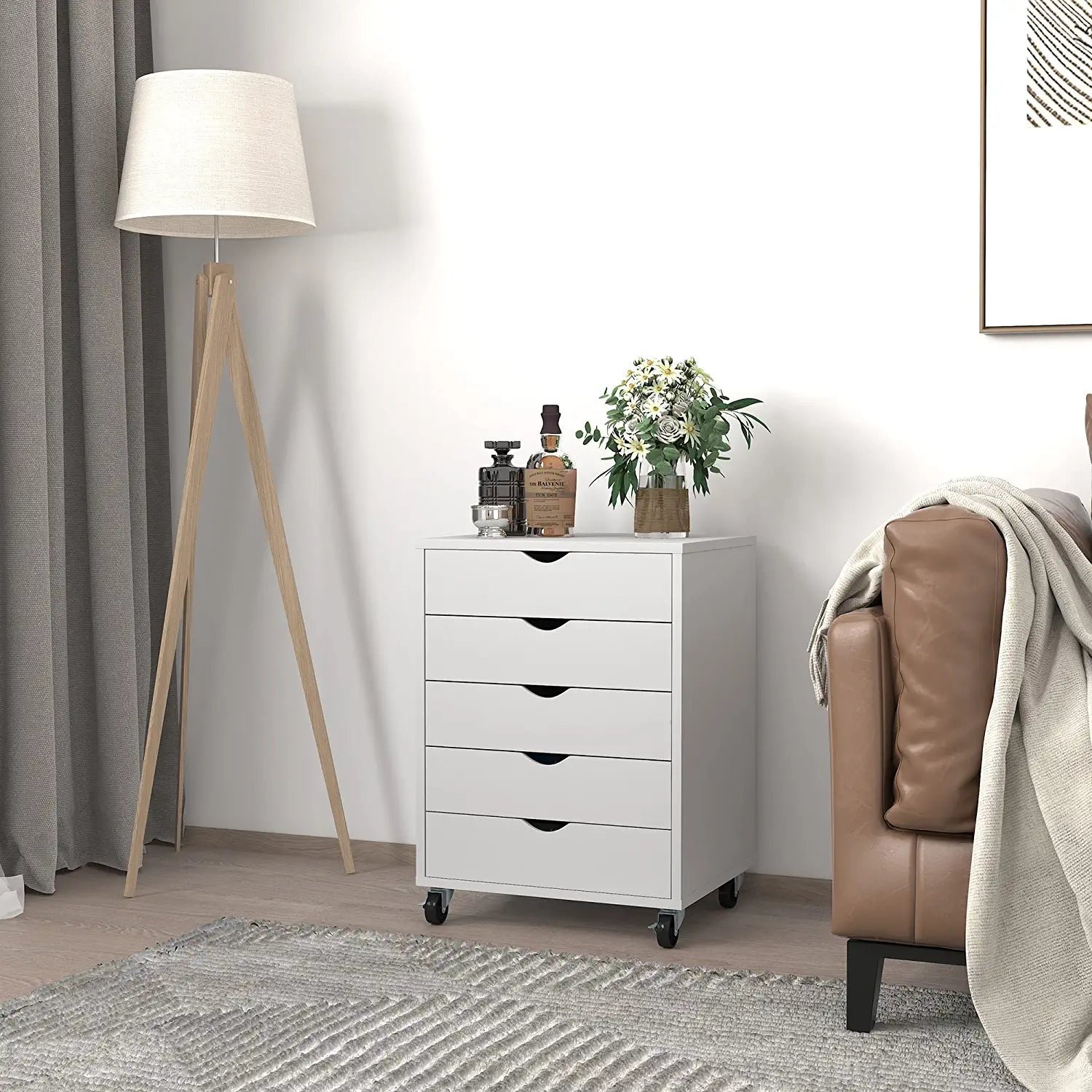 5 Black And White Dresser Tall Drawer Chest For Bedroom And Home Office - Image 12