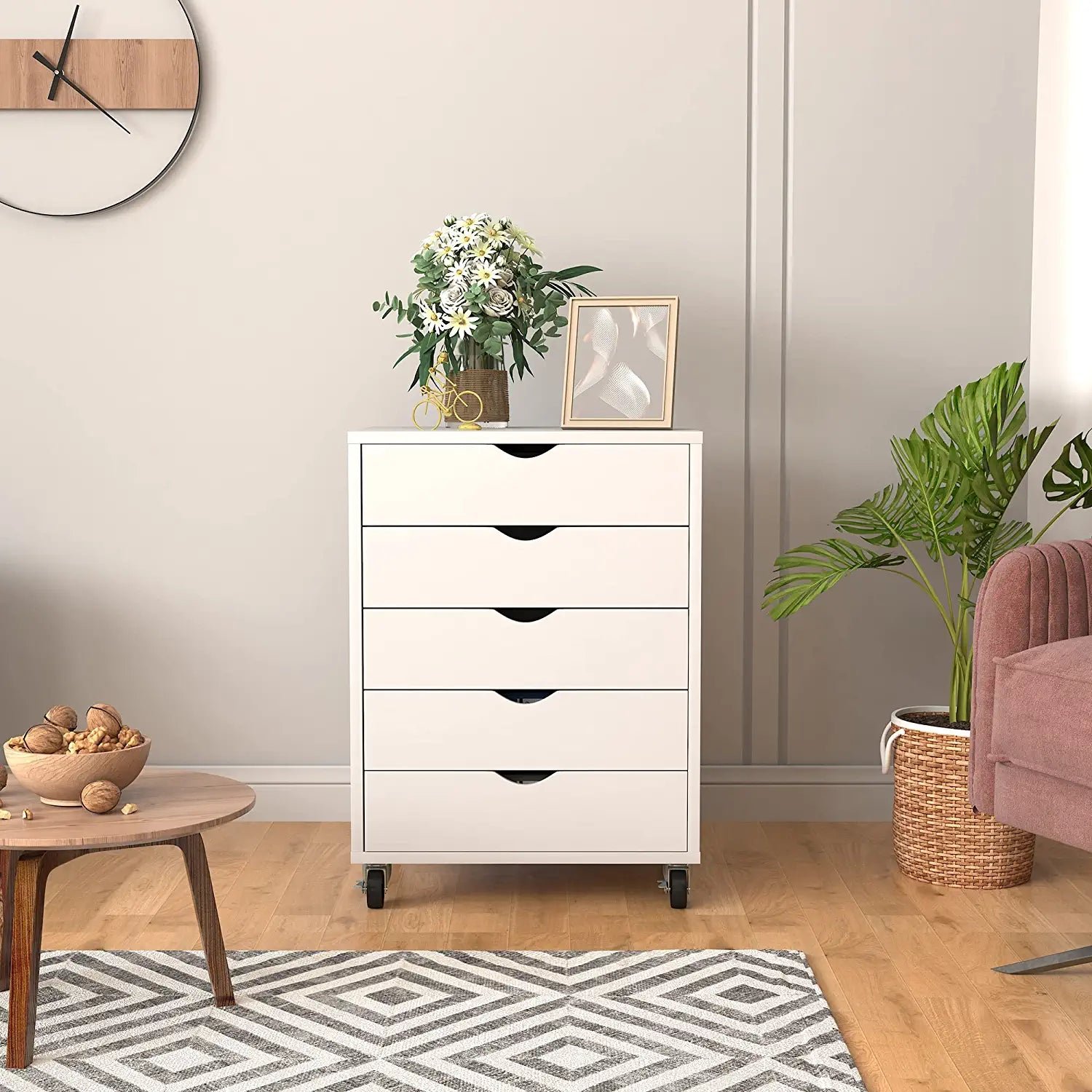 5 Black And White Dresser Tall Drawer Chest For Bedroom And Home Office - Image 13