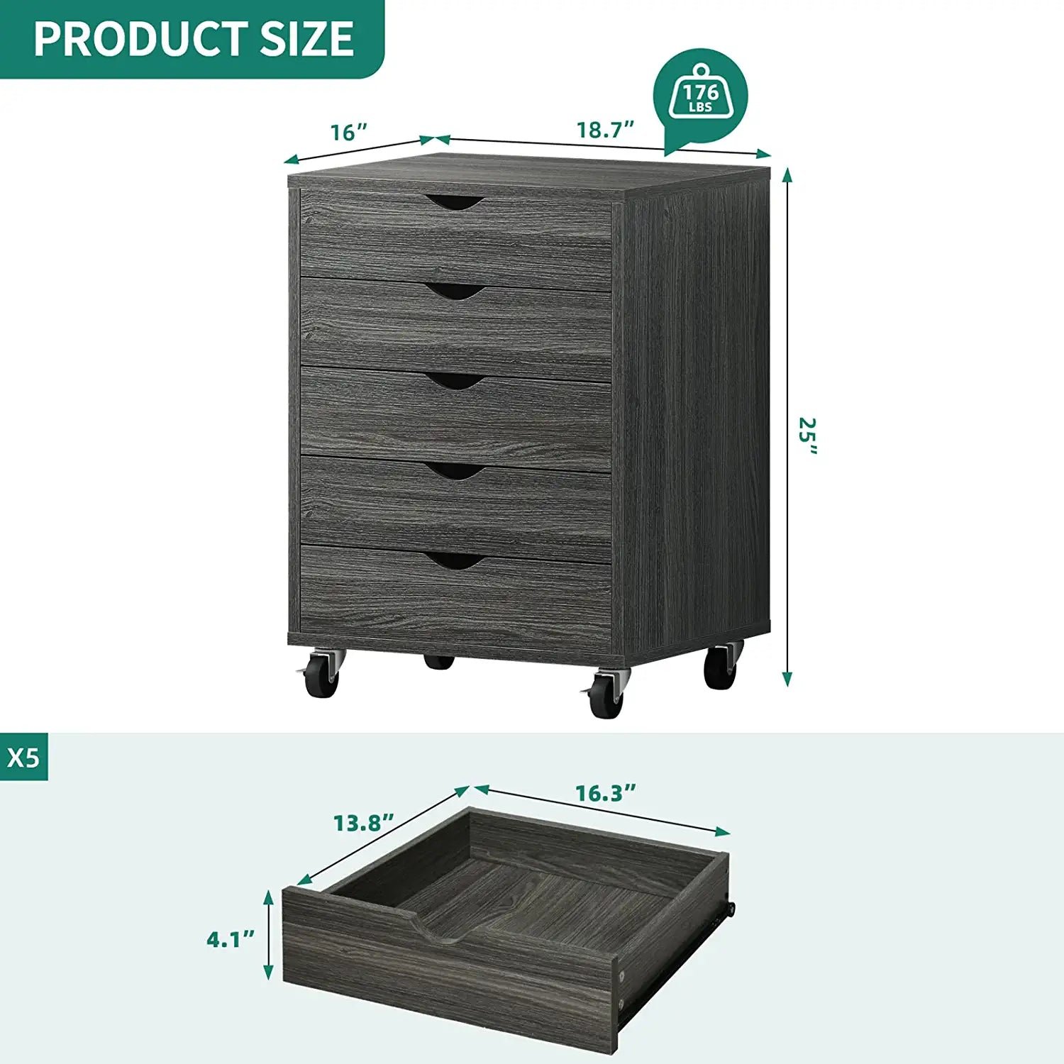 5 Black And White Dresser Tall Drawer Chest For Bedroom And Home Office - Image 5