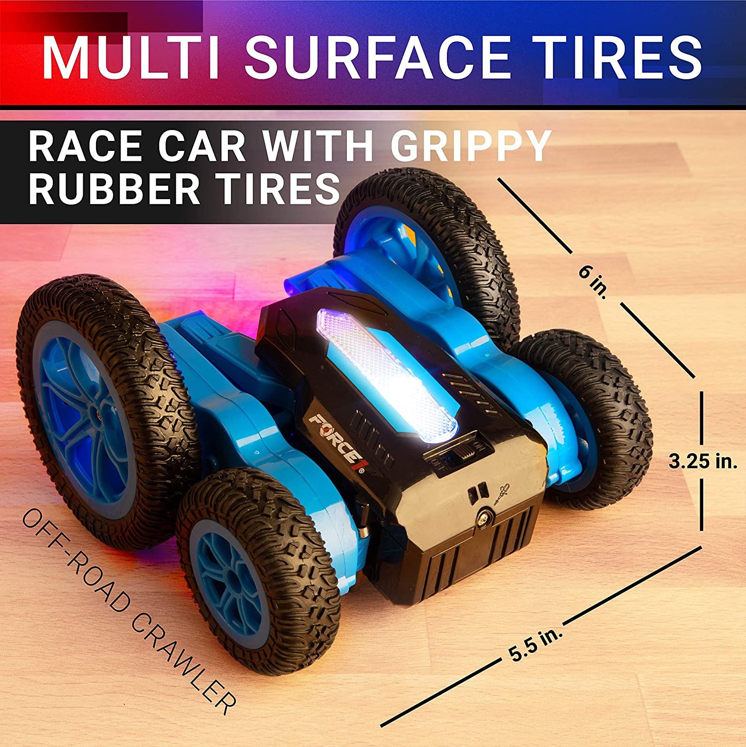 Lightning Fast Tornado RC Car for Kids: 360 Flips, All-Terrain Tires, LEDs, and Easy Remote Control - Image 5