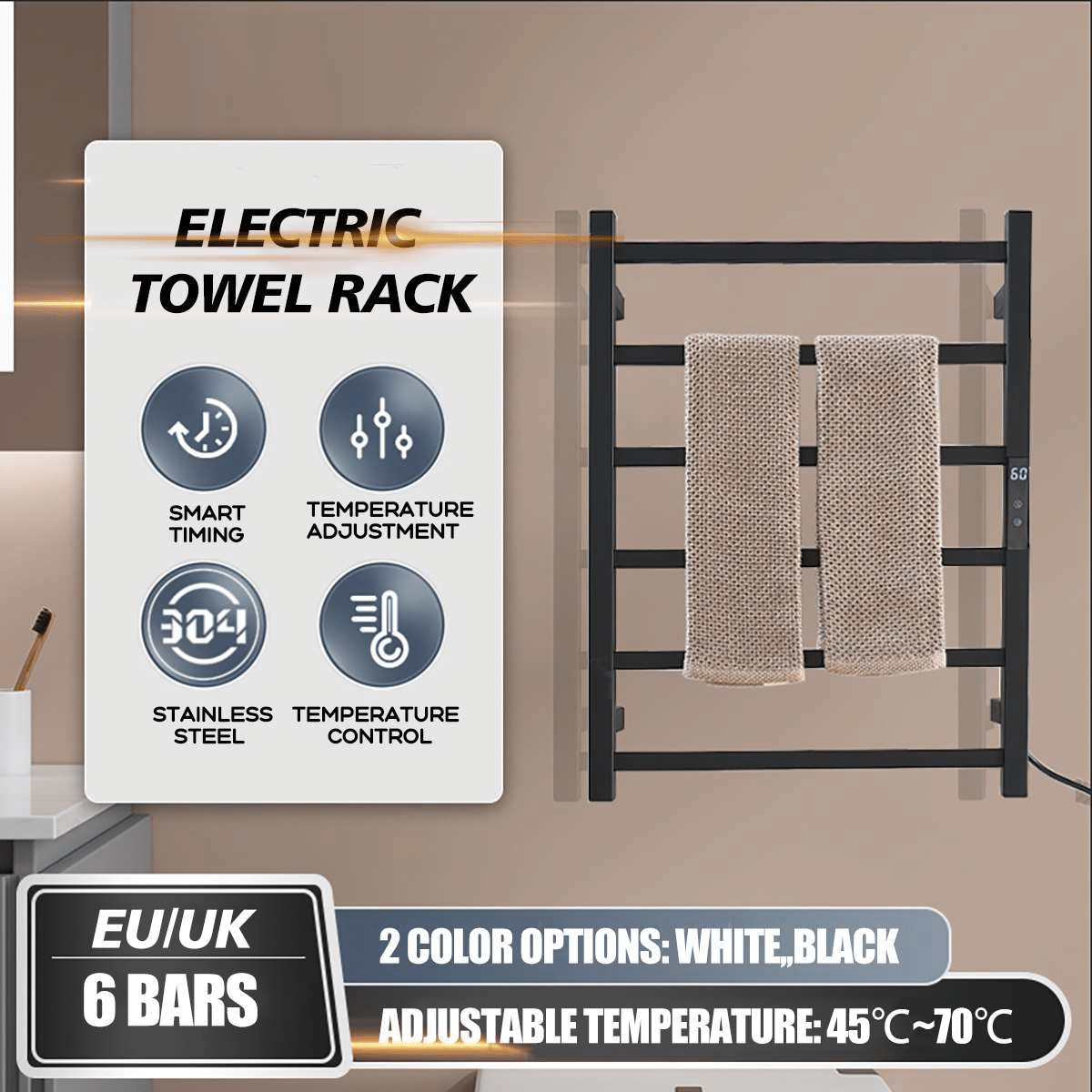 Best Towel Warmer Electric - Heated Towel Radiator Rail - Image 4