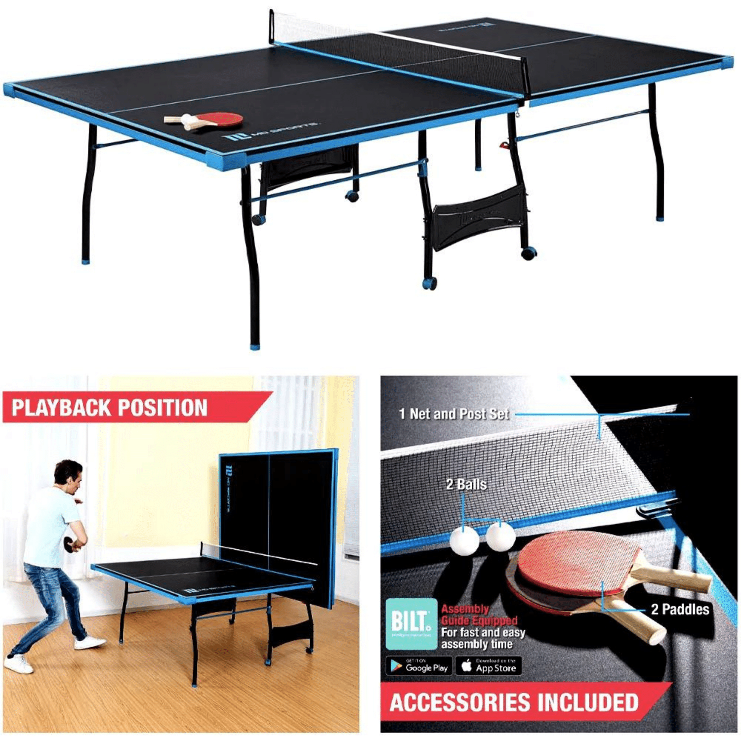 Outdoor And Foldable Ping Pong Tennis Table With Paddles And Balls - Image 8