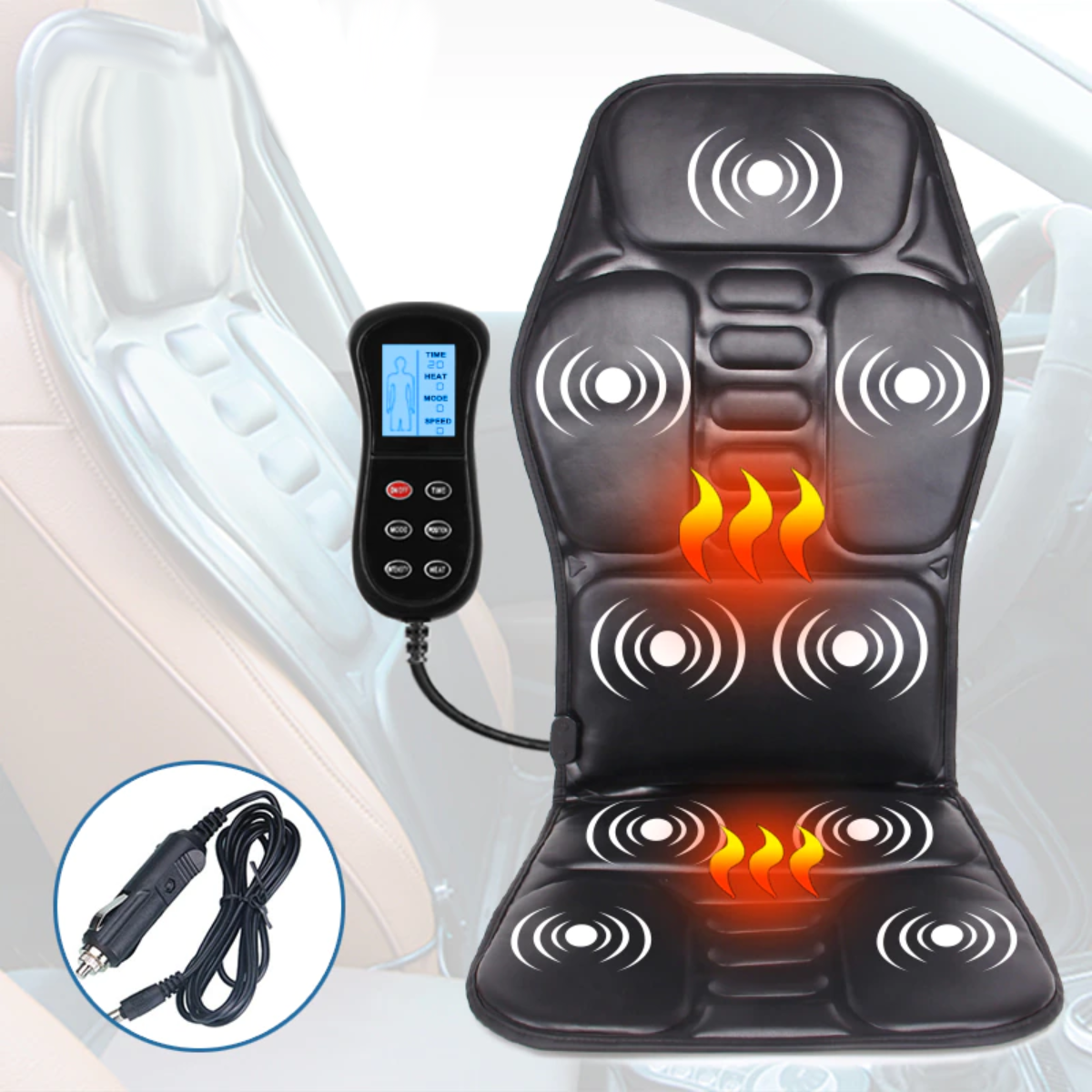 Electric Portable Seat Chair Car Heating Pad Massage Back Neck Cushion For Car & Home