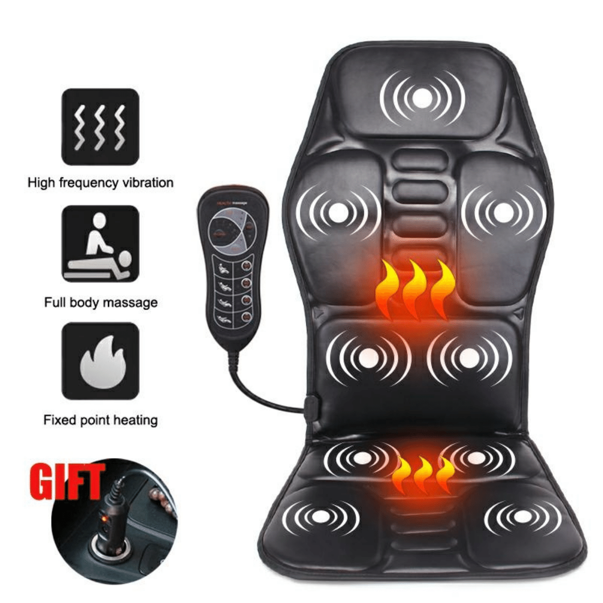 Electric Portable Seat Chair Car Heating Pad Massage Back Neck Cushion For Car & Home - Image 3