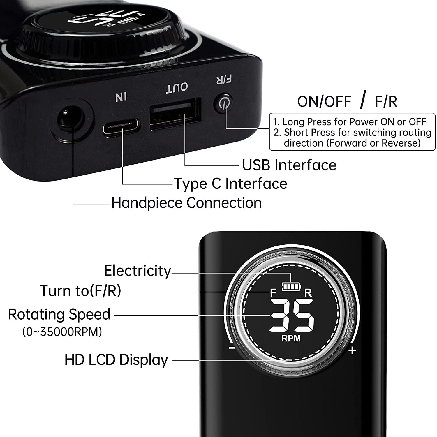 Electric Portable Nail Drill Machine - Professional 35000 Rpm Rechargeable Nail Drill Manicure Pedicure. - Image 7