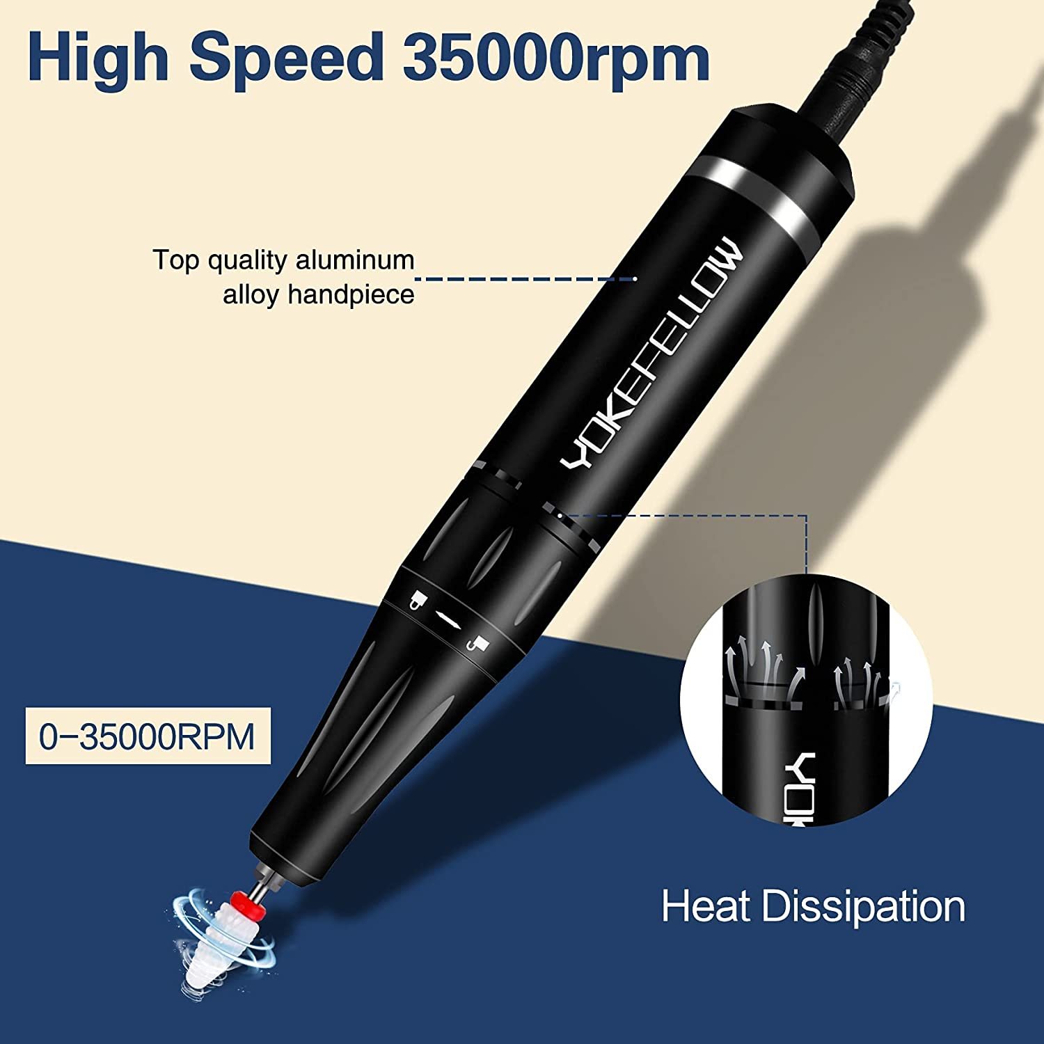 Electric Portable Nail Drill Machine - Professional 35000 Rpm Rechargeable Nail Drill Manicure Pedicure. - Image 8