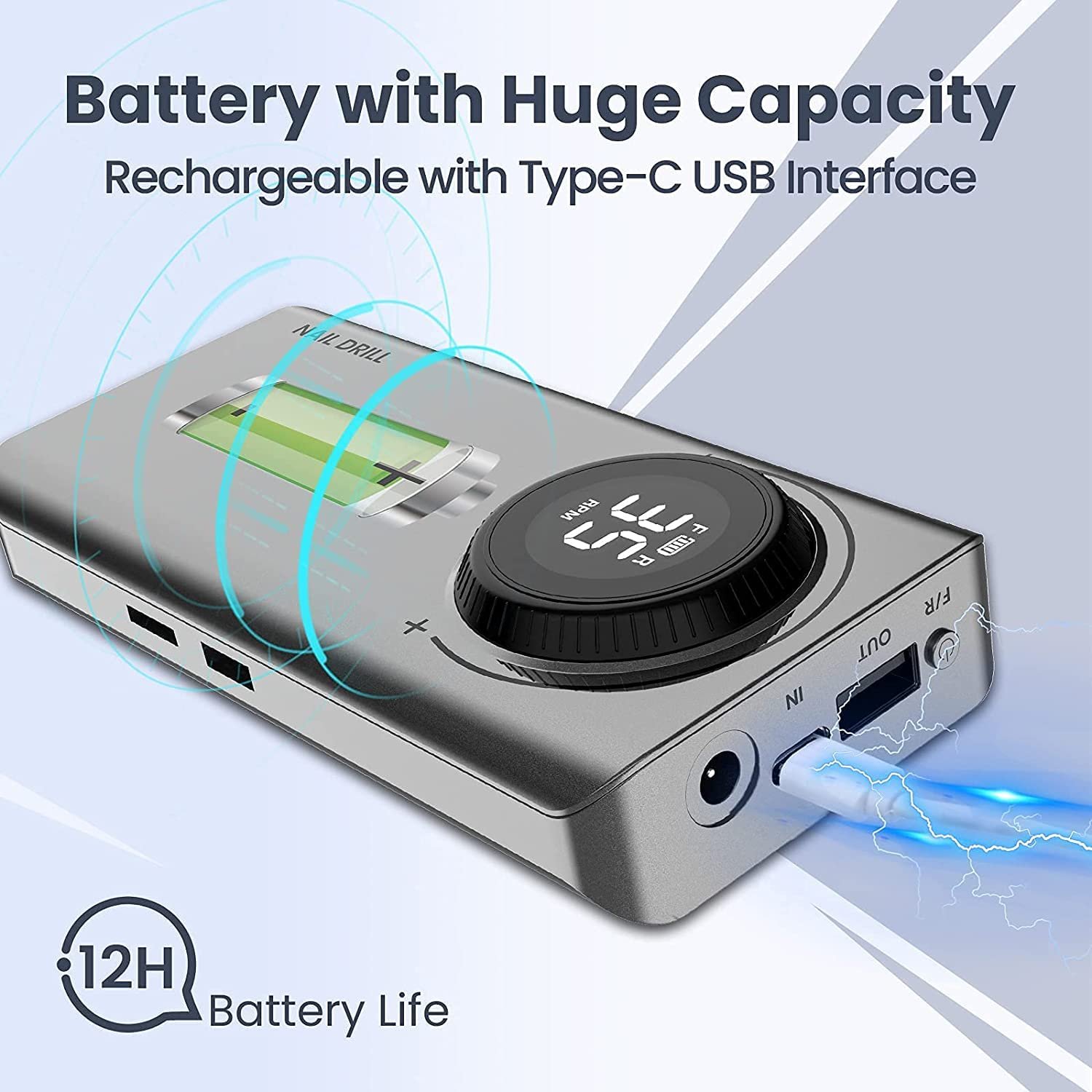 Electric Portable Nail Drill Machine - Professional 35000 Rpm Rechargeable Nail Drill Manicure Pedicure. - Image 11