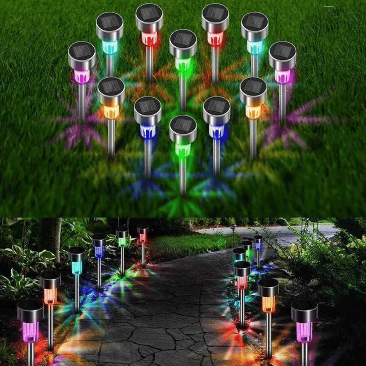 Color Changing Colorize Solar Lights - Best Solar Outdoor Pathway Lighting For Walkway