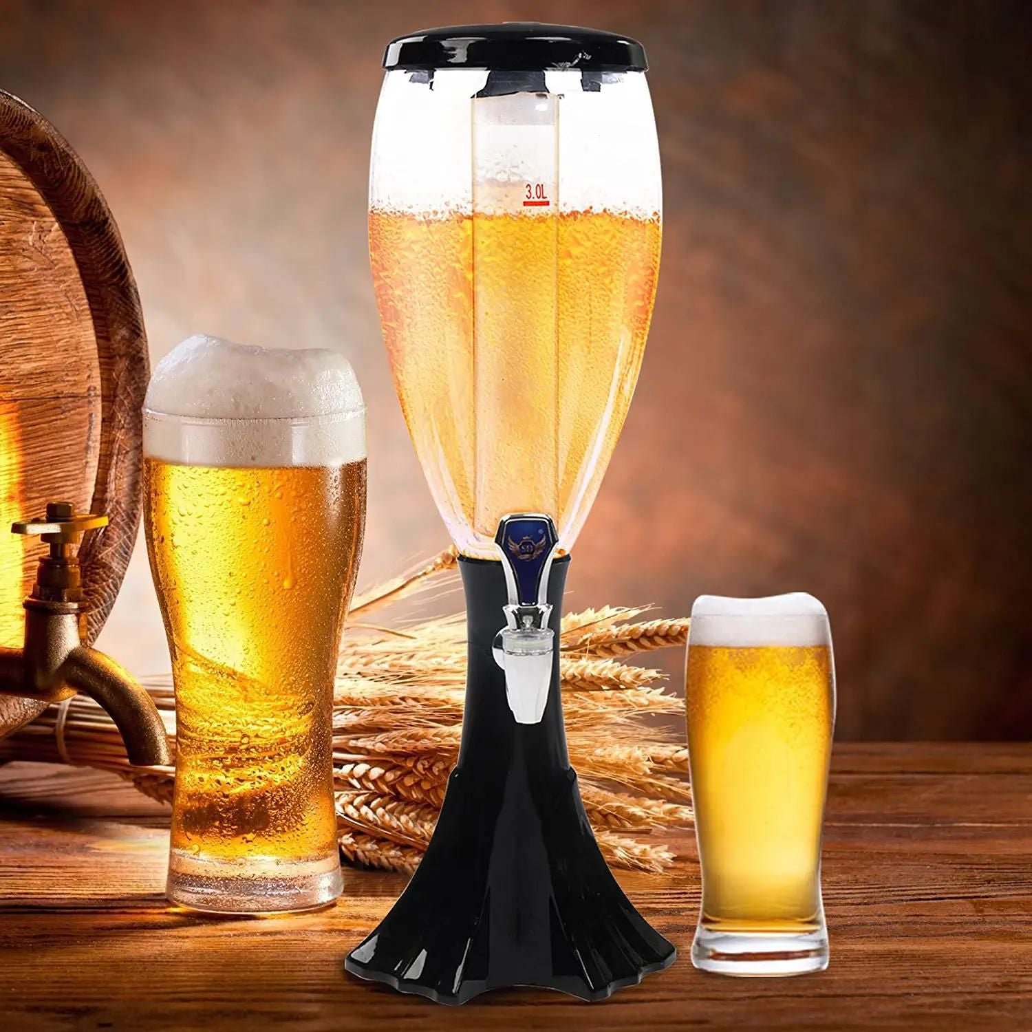 3L Glass Beer Drink Beverage Dispenser With Stand For Liquor, water, juice