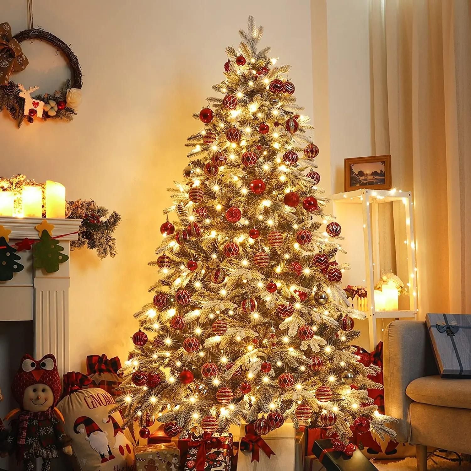 6ft Pre-lit Artificial Flocked Christmas Tree - Best White Pencil Christmas Tree
